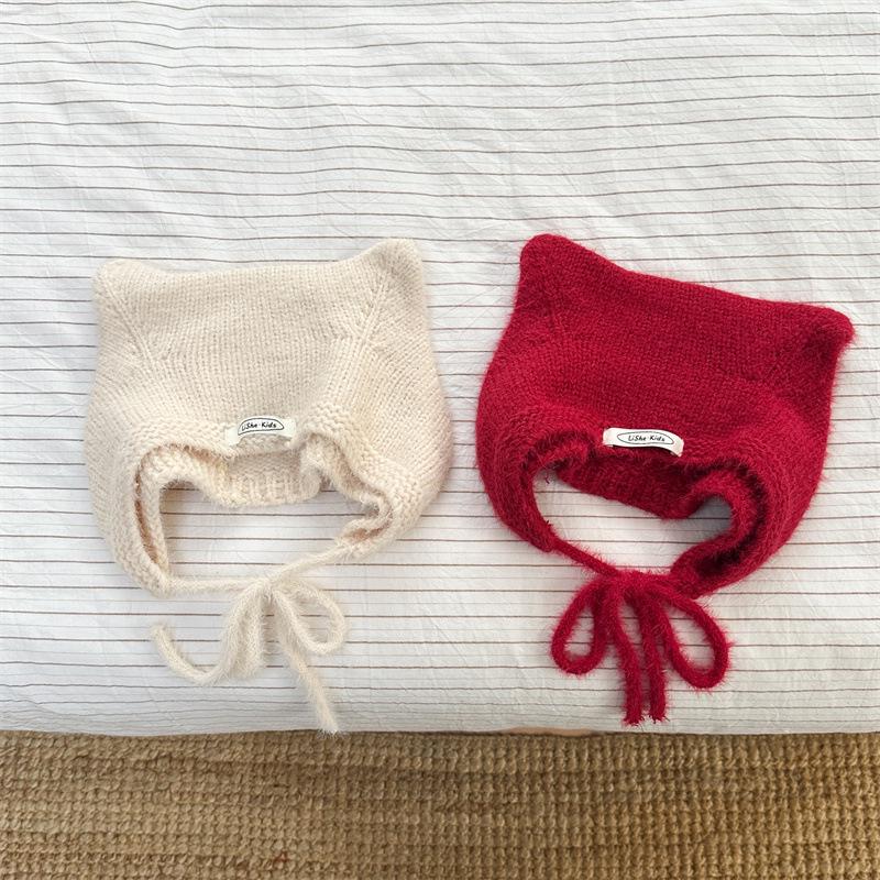 Cat Ear Kids' Knit Wool Hat - Stylish & Windproof Autumn/Winter Pullover for Boys & Girls
