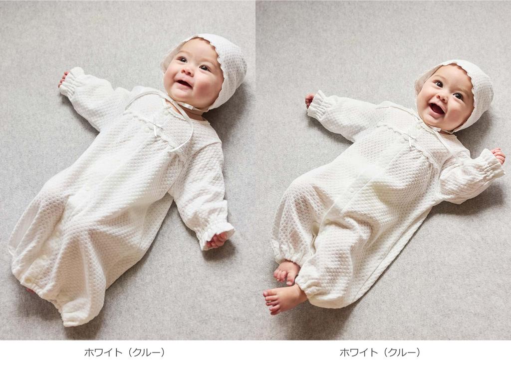 Baby Newborn Made in Japan Cotton Spring Summer Autumn Lacy Knit Dress Hat Set Ceremony Dress Shrine Visit White [ANGELIEBE] 100% & 50-70 (Crew)