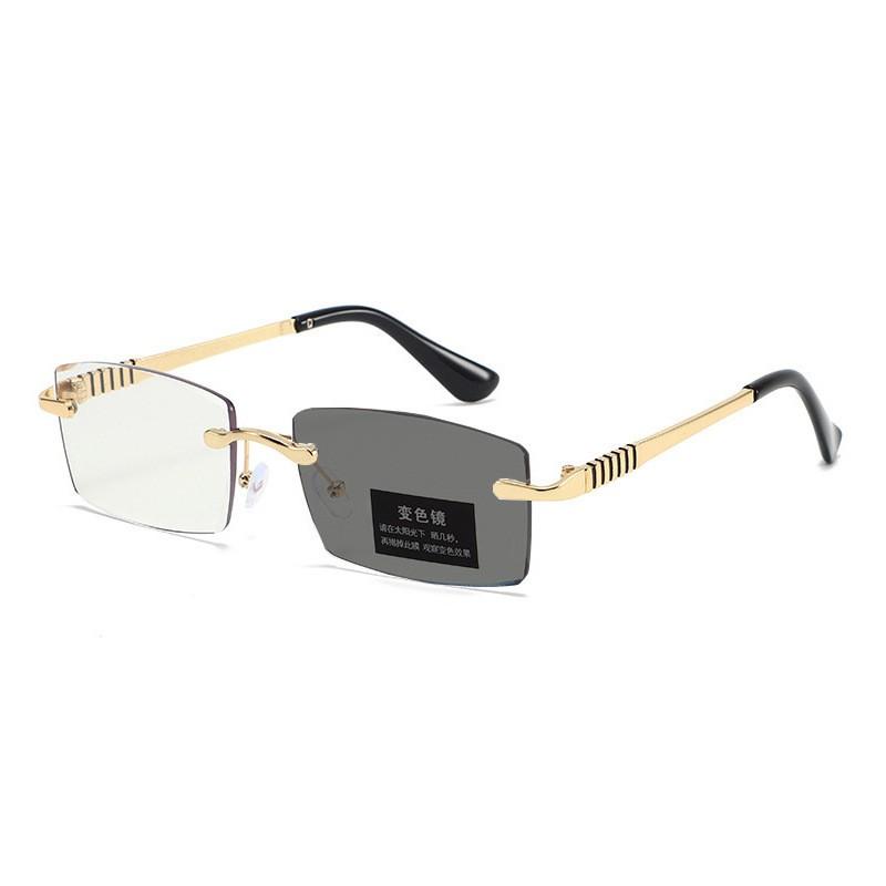 New Photochromic Color Changing Reading Glasses Fashionable Business Cut Edge Frameless Design XJC3006