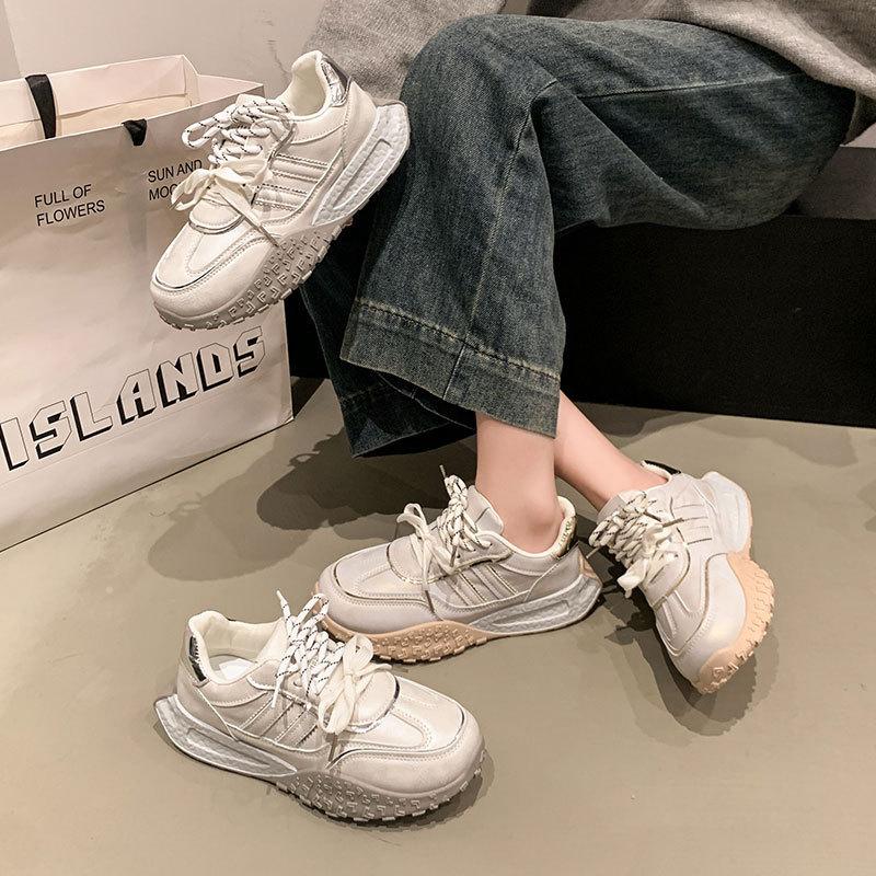 Niche Retro Forrest Gump Shoes Women's 2025 Spring New Leisure Sports Platform Small Man Height Increase German Training Dad Shoes