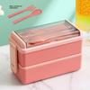Food-grade microwaveable lunch box, double-layer bento box, compartmented lunch box with cutlery and small sauce container