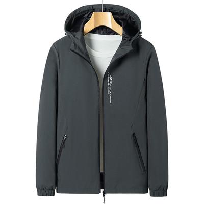 Spring and Autumn Single Layer Thin Jacket Men's Jacket Men's Workwear Hooded Jacket Men's Slim Windproof Jacket Outdoor Men