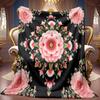 A 2D Pink Floral Cluster Themed Flannel Blanket with Soft High-definition Digital Printing, a Cooling Blanket Suitable for All Seasons! Soft and Breat