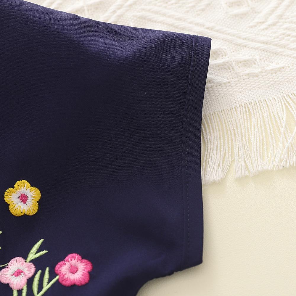 Korean Style Embroidered Girls' Summer Skirt Dress - Cute, Casual, Short-Sleeved Children's Clothing
