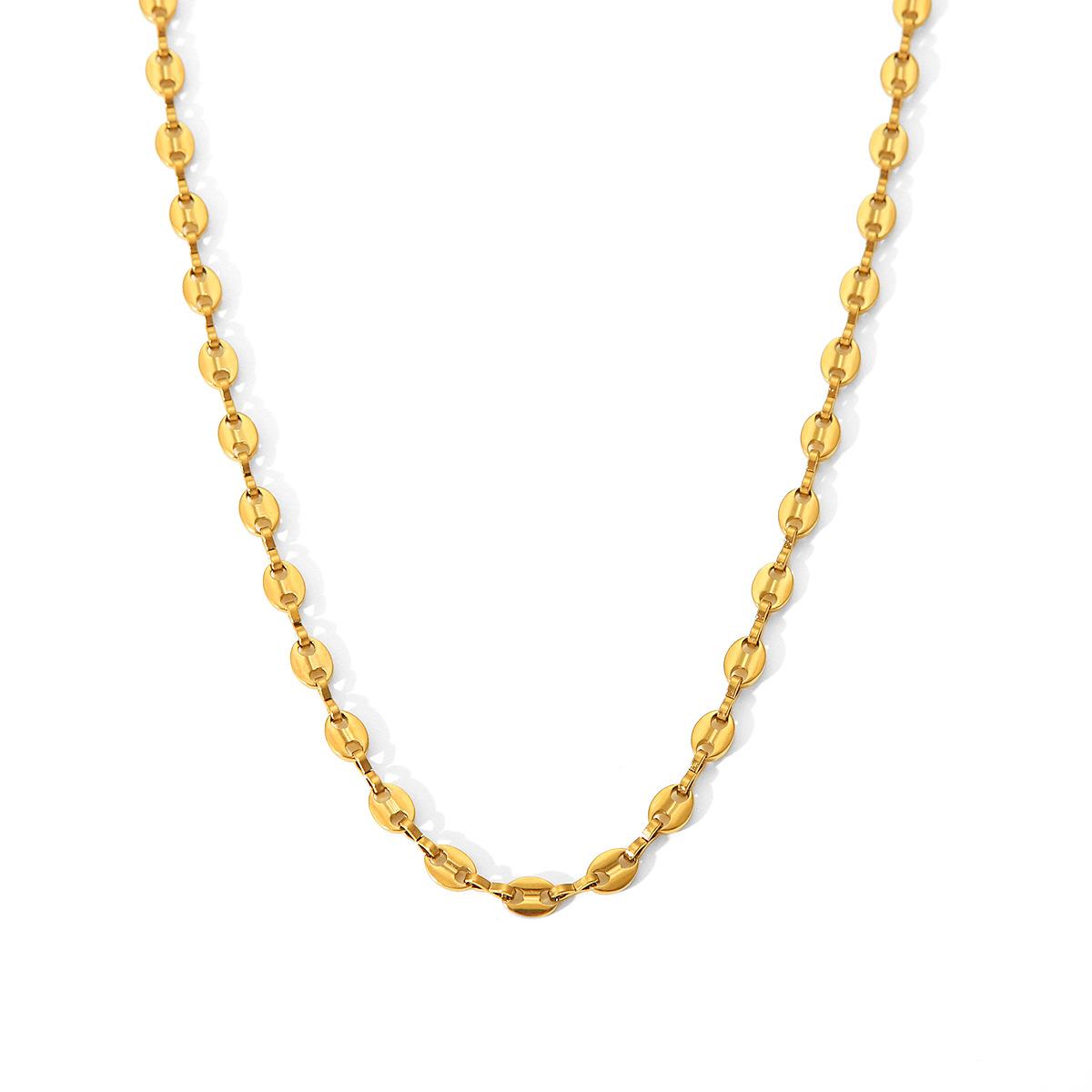 Best-selling trendy versatile pig nose clasp necklace with gold beads, 18K gold light luxury high-end necklace for women