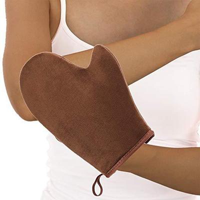 Självbruningsvantar Applikator, 2-pack Solfria Bruningsvantar med Tumme Sammet Dubbelsidiga Återanvändbara Bruningsvantar