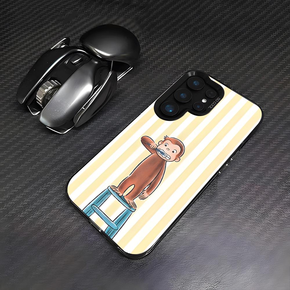 Curious George Monkey Phone Case For Samsung S26 S25 Plus S20 S20 Plus S22 Ultra S23 FE S21 Plus S21 Ultra Colorful Cover