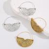 1 Pair Women Earrings Retro Bohemia Style Drop Earrings Fan-Shaped Semicircular Design Distressed Earrings