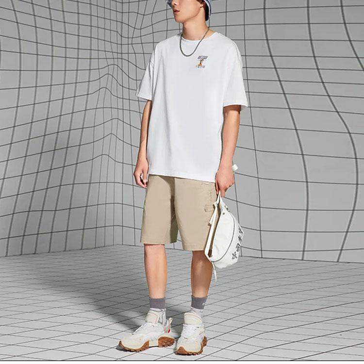 Li Ning X Bored Ape Collaboration SS22 Cartoon Pattern Small Logo Loose Short Sleeve T-Shirt Unisex Tops White AHSSD75-2