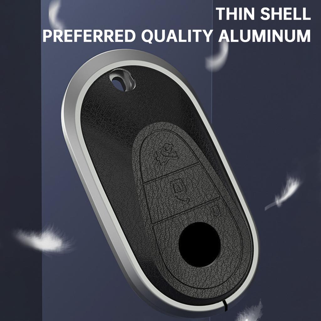 Leather Alloy Aluminum TPU Car Key White Case Cover For Benz GLC GLK CLS
