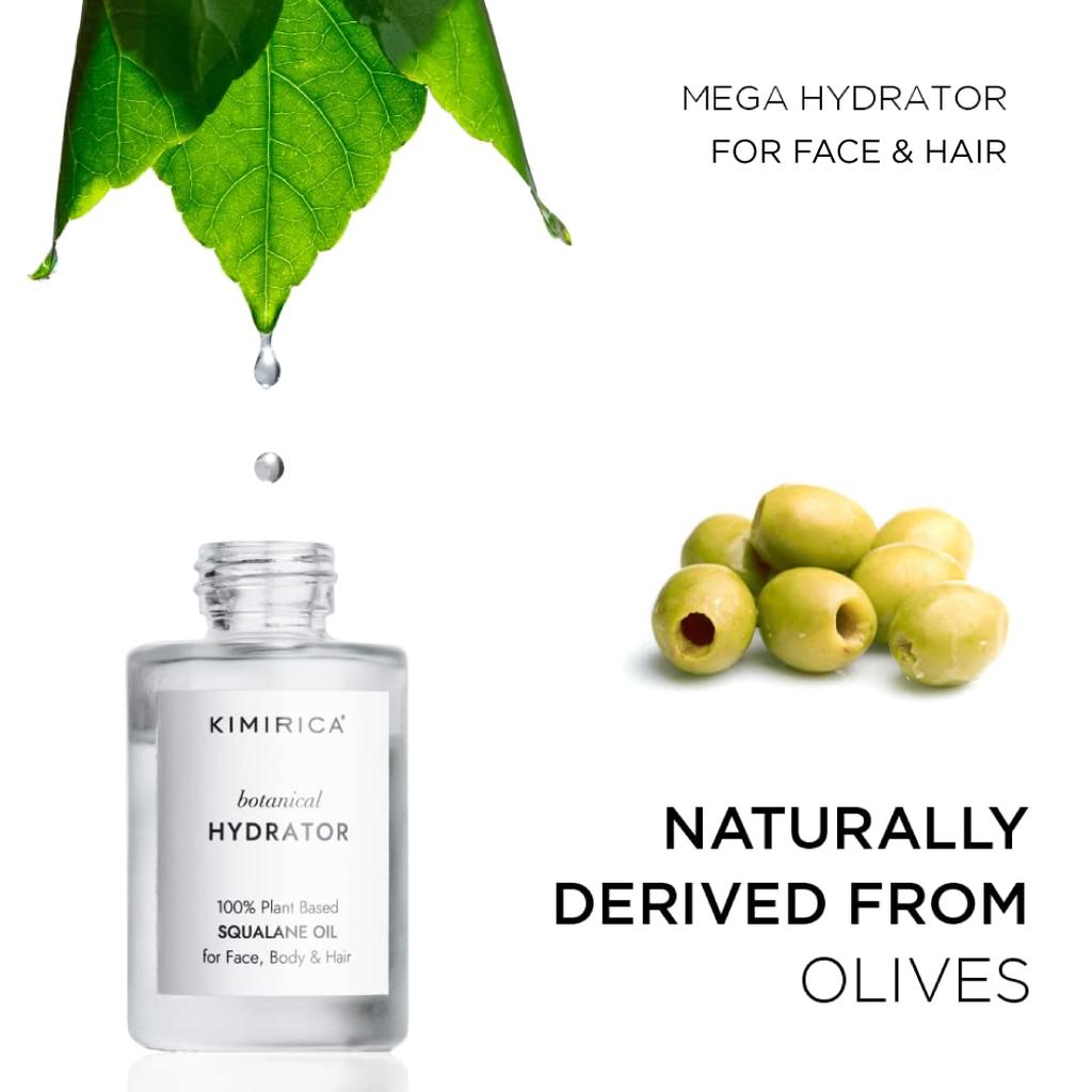 Kimirica Squalane Oil, 100% Plant-based Botanical Hydrator for Face, Body and Hair, 30 Ml