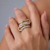 LATS Two-Color Four-Ring Stainless Steel Ring for Women Ins Style Hypoallergenic Stacking Finger Jewelry Accessories