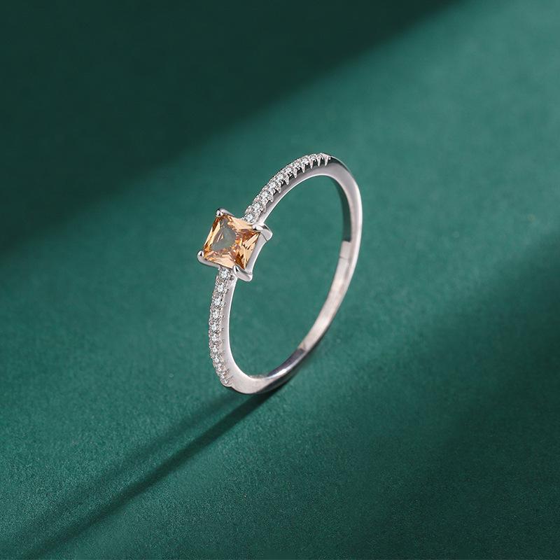 12 Birthstone 925 Sterling Silver Women's Zircon Ring - Elegant Red Book Style Jewelry, Perfect Birthday Gift
