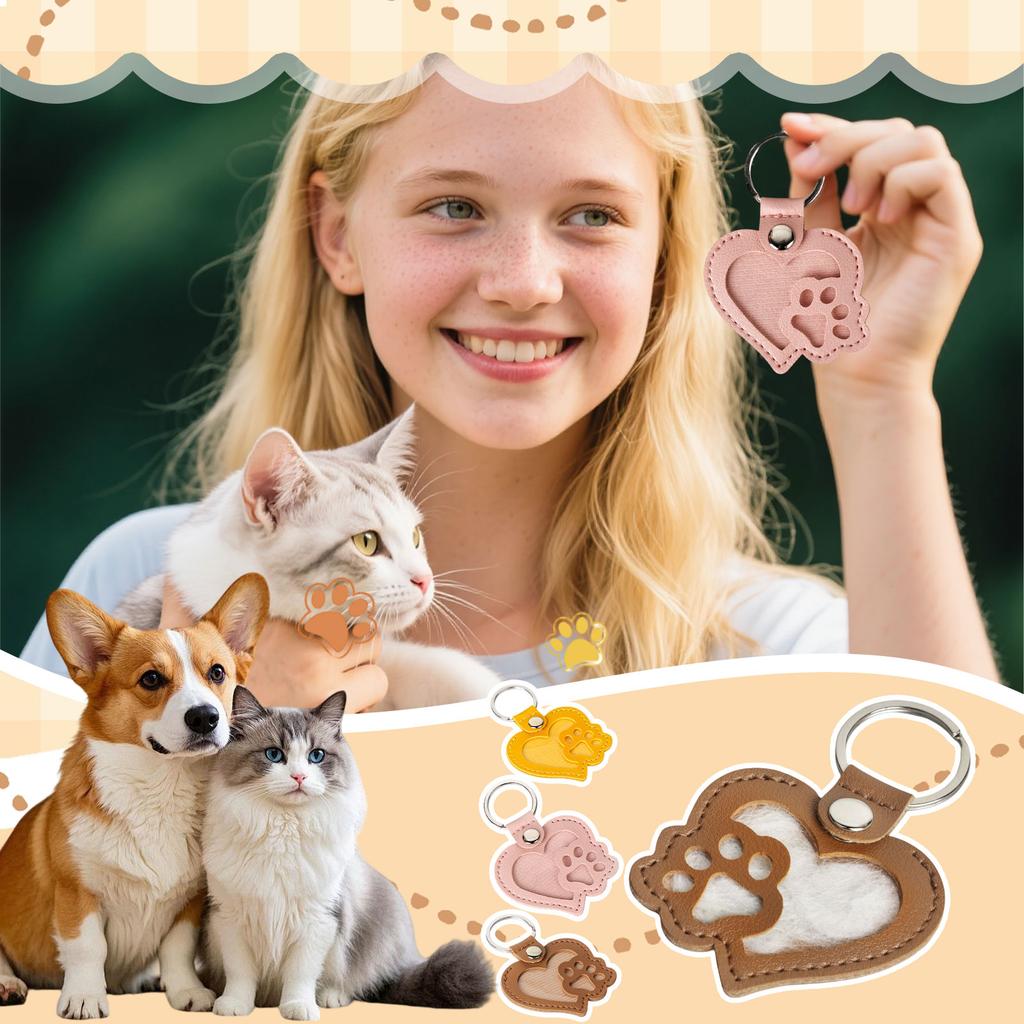 Pet Hair Storage Keychain Dog Paw- Pendant Cat Dog Storage Pet Hair Pendant