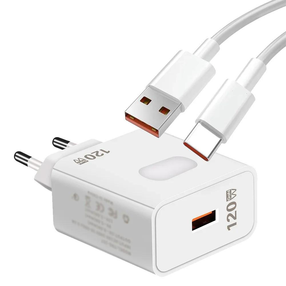 120W GaN Fast Charger for Huawei, Xiaomi, Samsung - EU/US Standards, QC3.0 USB Compatible