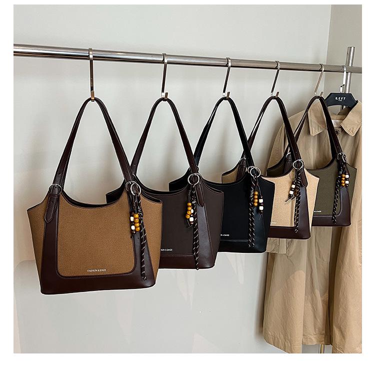 Herbst/Winter Retro Schulter-Eimerbeutel mit großem Fassungsvermögen - Modische Damenhandtasche für den Weg zur Arbeit