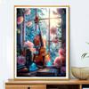 5d DIY Diamond Painting Cross Stitch Violin Rose Diamond Embroidery Mosaic Flower Full Round Drill Home Decor
