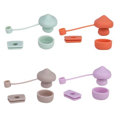 Silikon Überlaufschutz-Set Niedliches Pilz Überlaufsicherer Stopfen Set Strohhalmkappe Überlaufschutz für Stanley Tumbler Zubehör