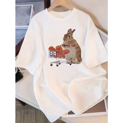 Europäische Größe Damen T-Shirt mit kurzen Ärmeln, einzigartigem Design und Aufdruck, Neuer lockerer Sommerstil für 2026, Schmeichelhaftes Oberteil für