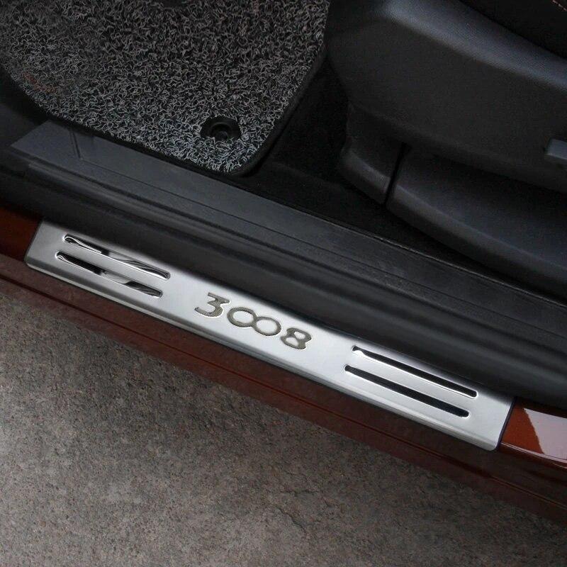 For Peugeot 3008 II GT 2016- Stainless Steel Door Sill Scuff Plate Welcome Pedal Car Styling Car Accessories 4pcs