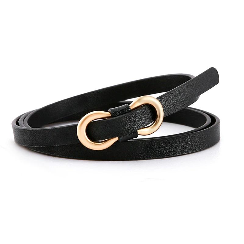 

Модный узкий ремень из искусственной кожи с пряжкой из сплава, украшение для джинсового платья чёрный