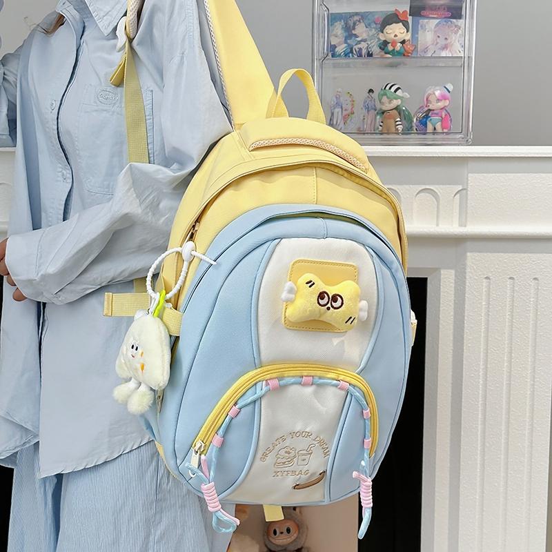 Student Schoolbag Women's Contrast Color Backpack Children's Backpack for Girls