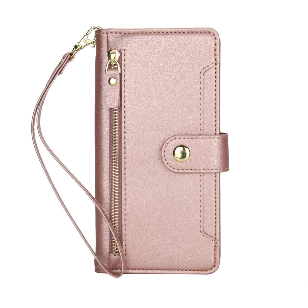 Flip Wallet Case for iPhone 16e/16/15 Pro Max/16 15 Plus, Zipper Pocket Cover with Card Holder Slots, Magnetic Closure, Lanyard