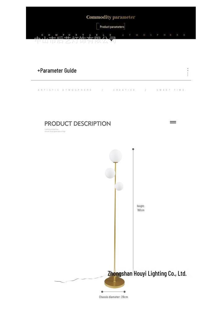 Modern Minimalist Iron Art Three-Head Floor Lamp for Living Room and Bedroom