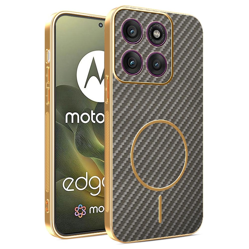 For Motorola Edge 70 5G Case Carbon Fiber Textured Electroplated TPU Phone Back Cover