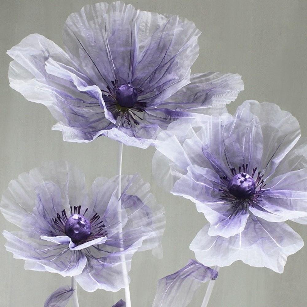 Single Flower Head Simulated Flower Large Poppy Beautiful Decoration Silk Screen Flower Stand Props Silk Mesh Yarn