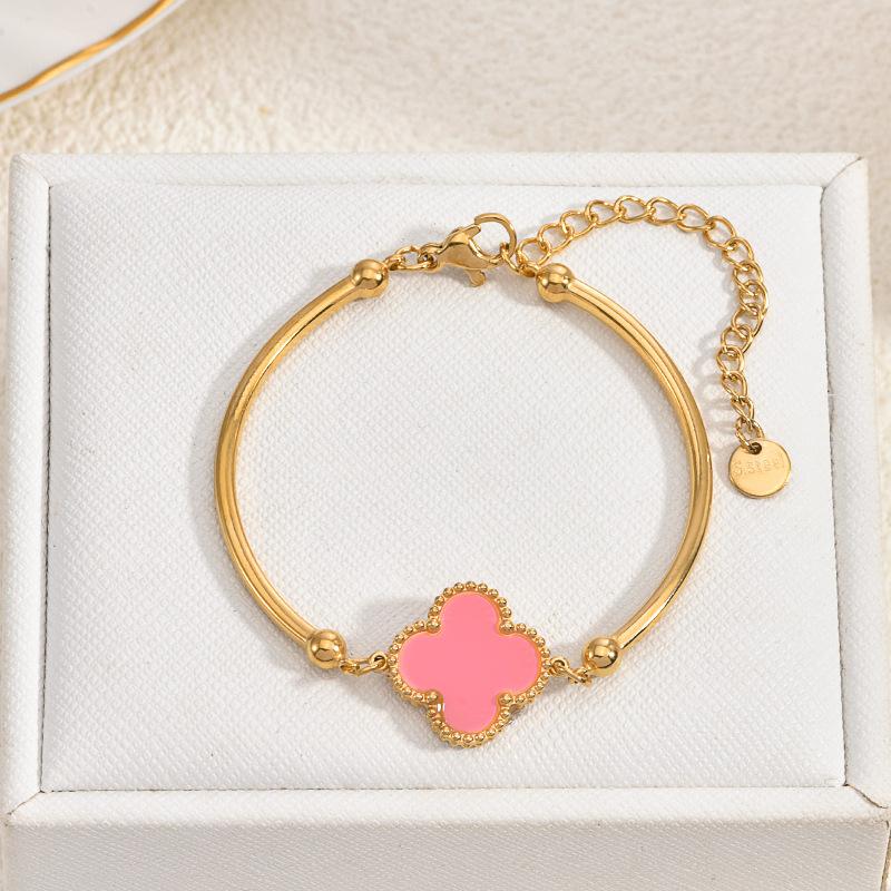 Stylish and Sophisticated Double-sided Four-leaf Clover Bracelet Women's Titanium Steel Bracelet