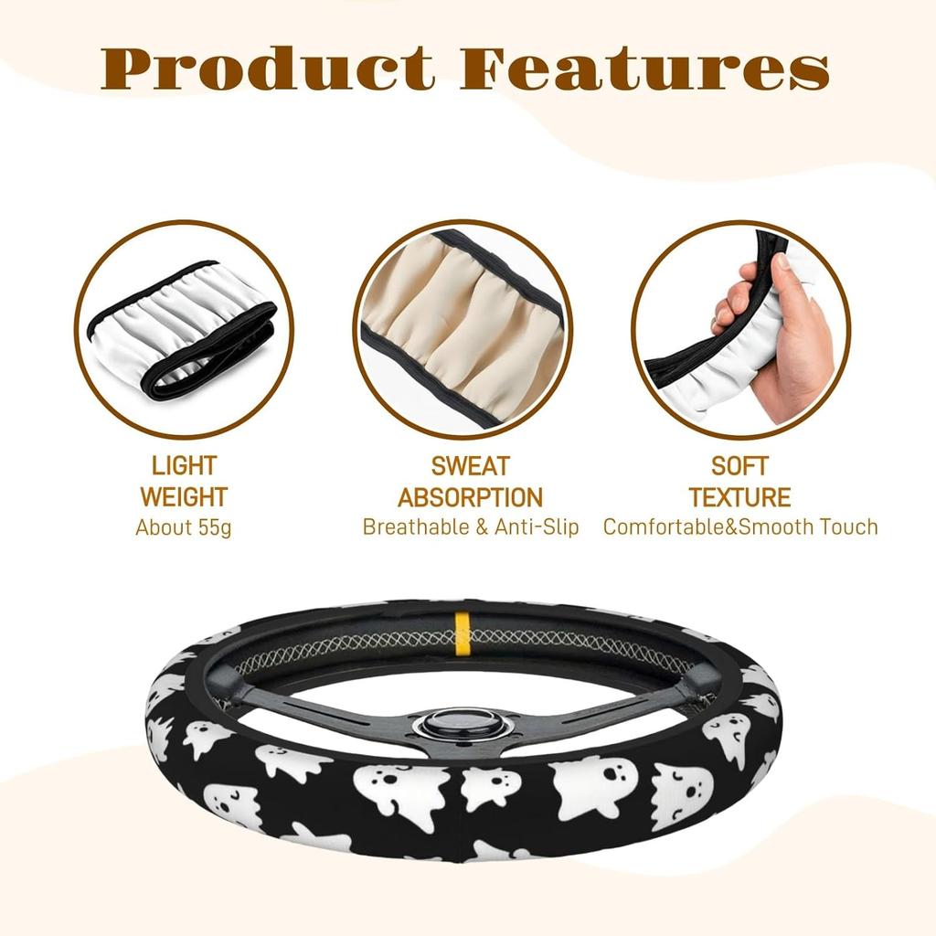 Steering Wheel Cover Accessories Neoprene Cover, Breathable Non-Slip Easy To Tall Suitable For Women Men, 14.5-15.5 Inch For Car SUV Van Truck