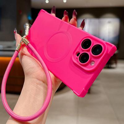 Per Custodia Telefono Magsafe Cinturino da Polso in Pelle Cordino Per iPhone 16 15 14 13 Pro Max Ricarica Wireless Magnetica Cover Morbida Antiurto