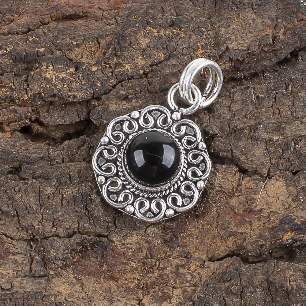 

Кабошон из черного оникса, украшения из драгоценных камней ручной работы, кулон из стерлингового серебра 925 пробы, украшения уникального дизайна, для женщин 1.06 inches чёрный