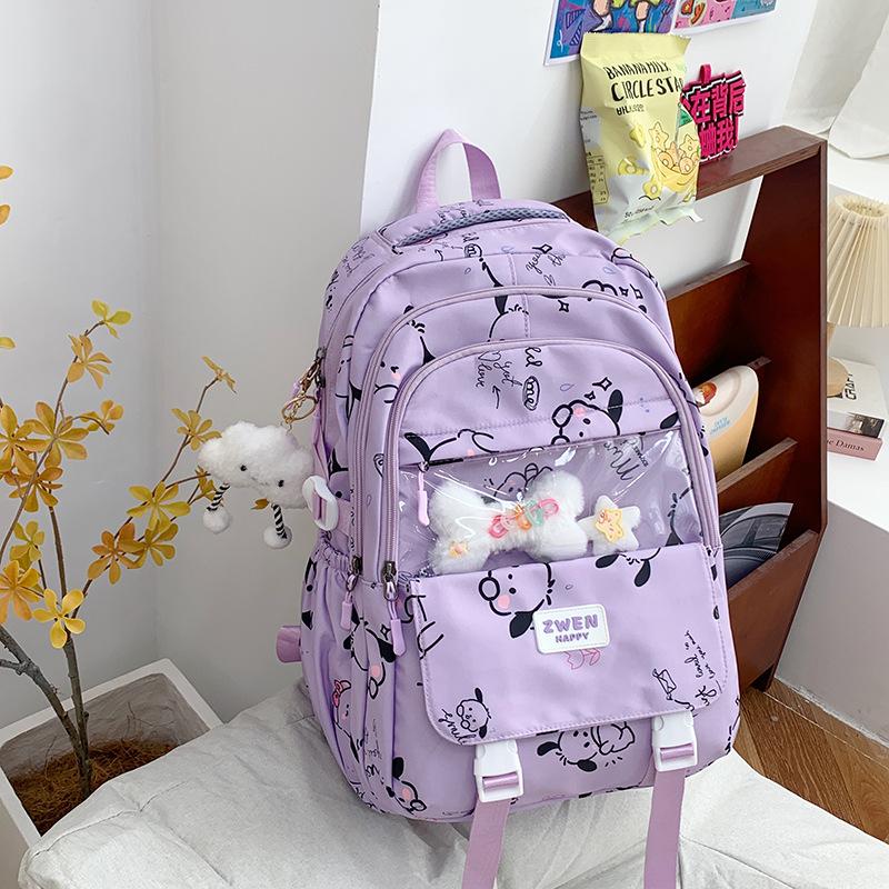 School Bag Women's Insens New Junior High School and College Student Cartoon Print High-value Large-capacity Dirt-resistant Backpack