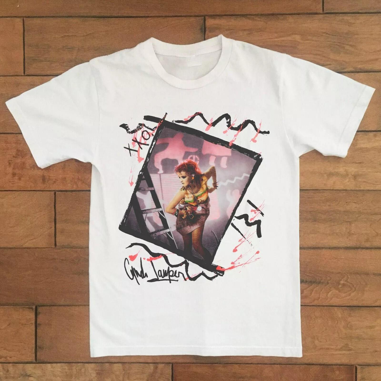 Cyndi Lauper Shirt Vintage 1984 Fun Tour Blues Trendy T Shirts S разноцветный