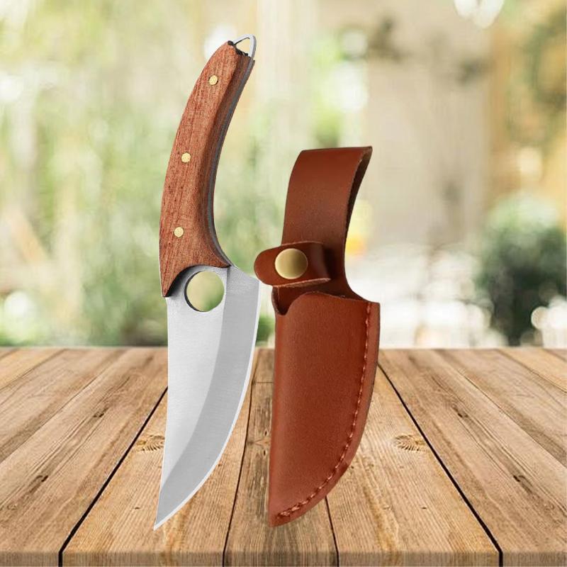 

Multifunctional Kitchen Knife Handmade Forged Boning Knife Meat Cutting Fruit Knives Wooden Handle Stainless Steel BBQ Knife