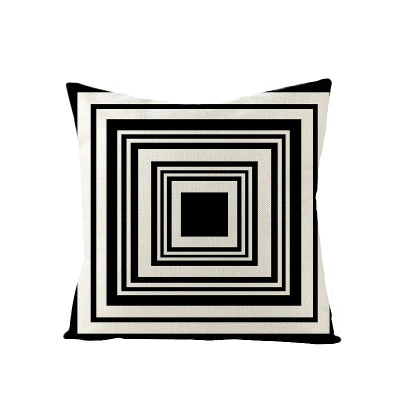 Linen Simple Black White Geometry Cushion Case Modern Nordic Simple Decorative Pillows Case Livingroom Sofa Couch Throw Pillows