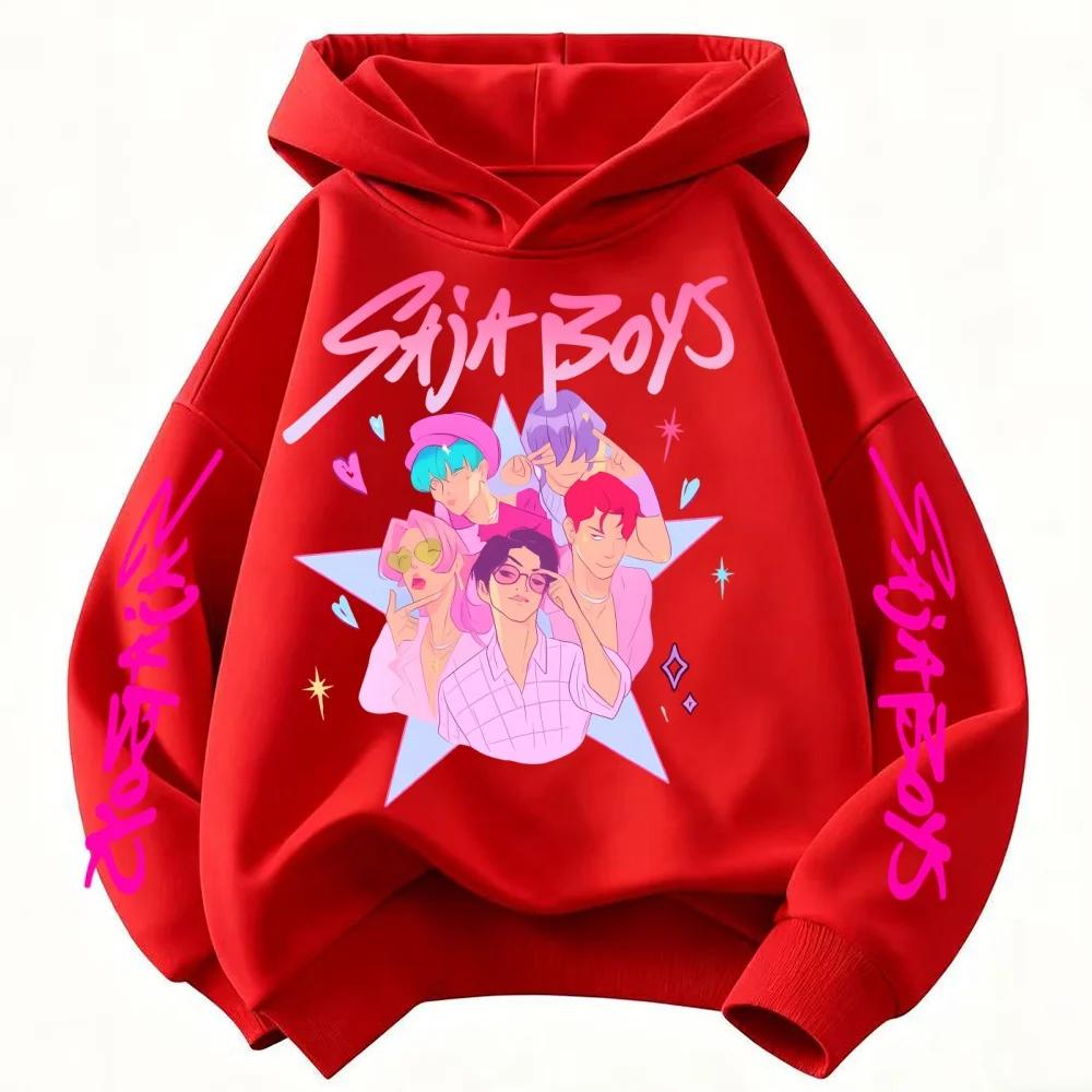 KPop Demon Hunter Saja Boys Cartoon Girls Boy Hooded Sweatshirt Warm Children's Korean Wave Fashion Casual Tops Casual Clothing
