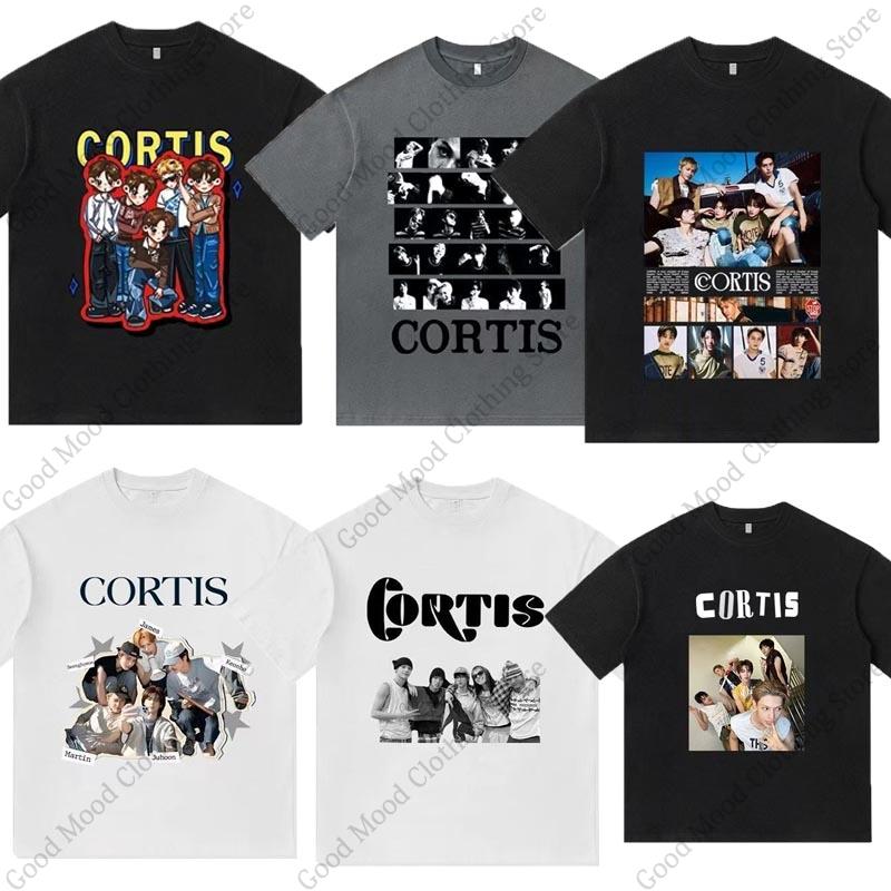 CORTIS Print T Shirt Fashion Street Hip Hop Retro JUHOON KEONHO SEONGHYEON Print Tshirt Kpop Fans Cotton Short Sleeve Tee Tops