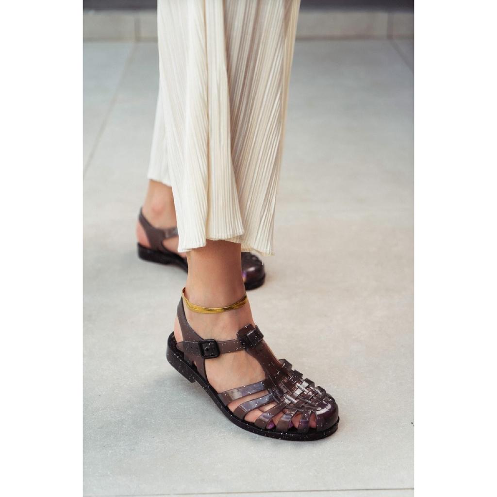 Anderline Black Glittering Belt Detail Women's Sandals