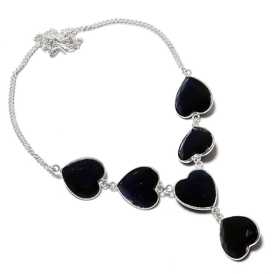 

Natural London Blue Topaz Gemstone 925 Sterling Silver Jewelry Necklace 18 H7V54