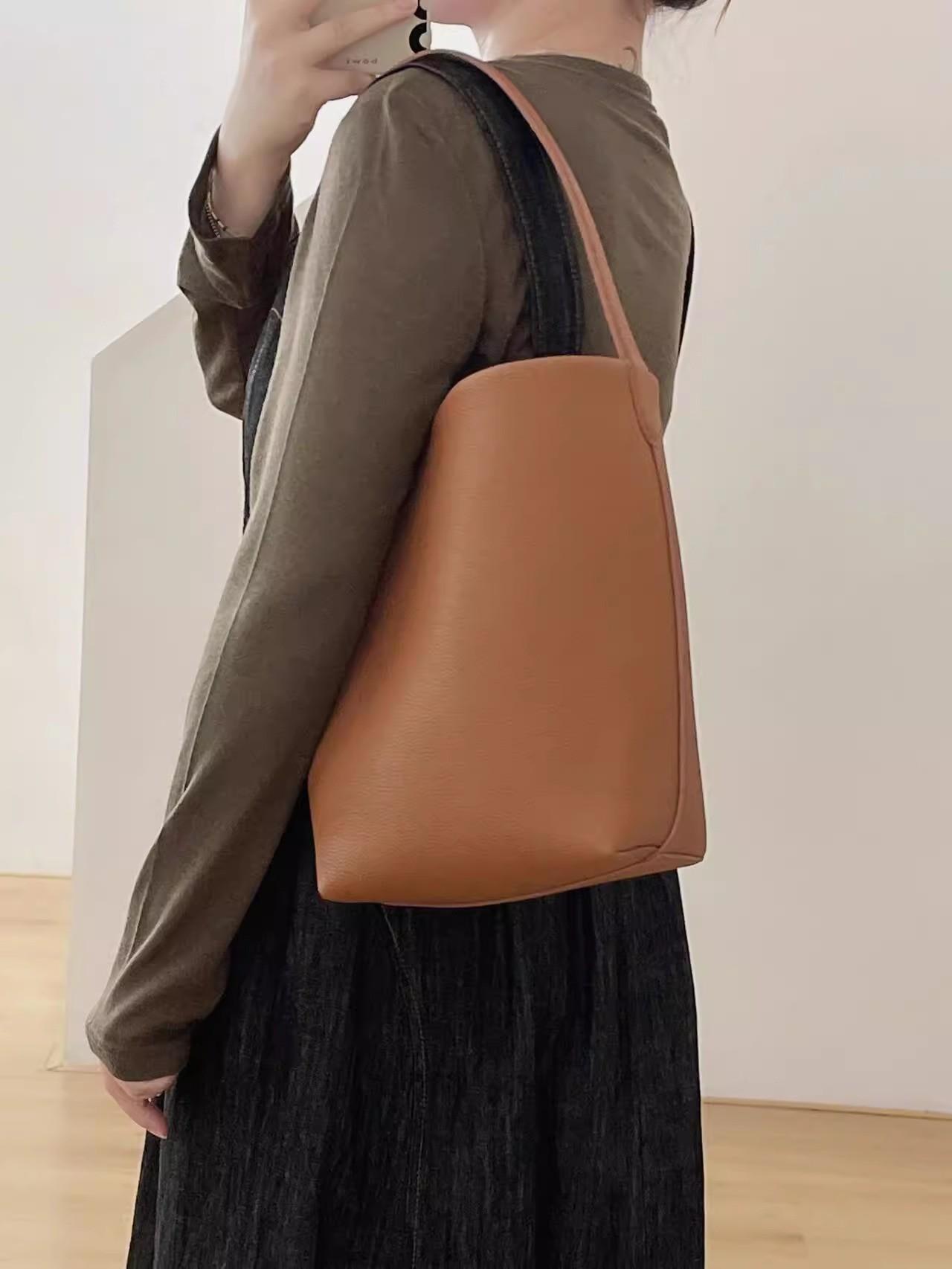 

Сумка-ведро из коровьей кожи с зернистой фактурой личи - Вместительная минималистичная женская сумка на плечо/ручная сумка