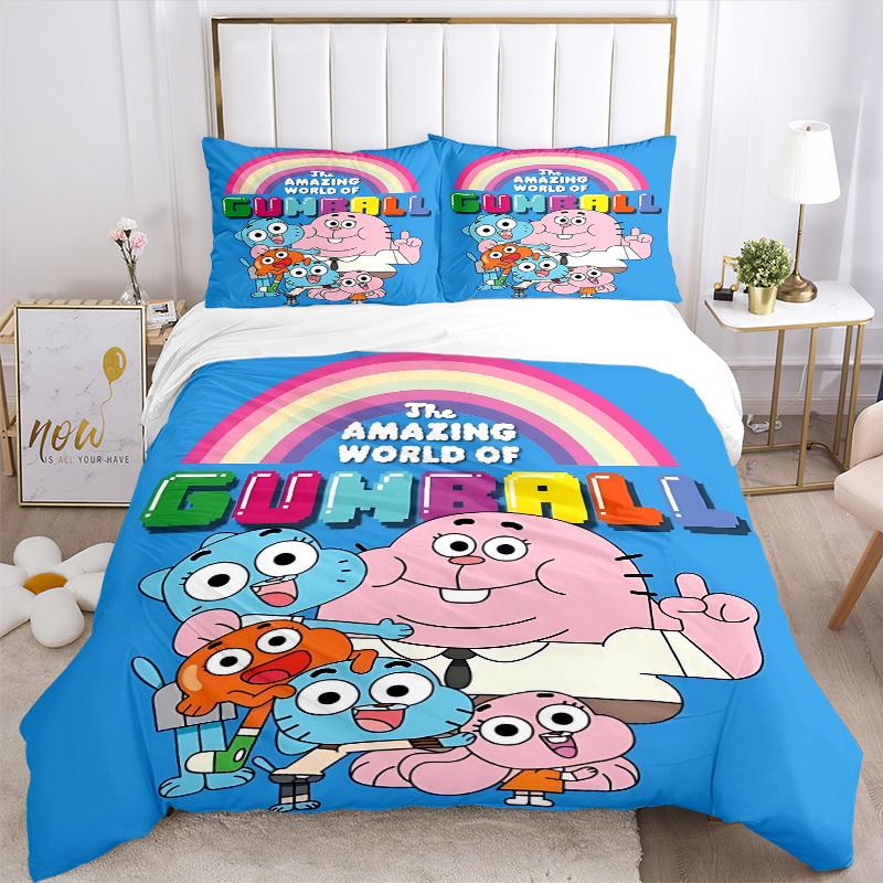 3pc Gumball World Bedding Set Guest Room Bedroom Decor Christmas Halloween Decor Gifts- All Seasons (No Insert)a1013107