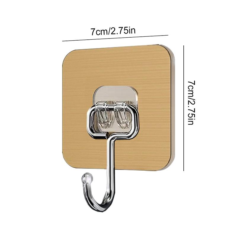 1Pcs Large Hook Transparent Stainless Steel Strong Self Adhesive Hooks Key Storage Hanger For Kitchen Bathroom