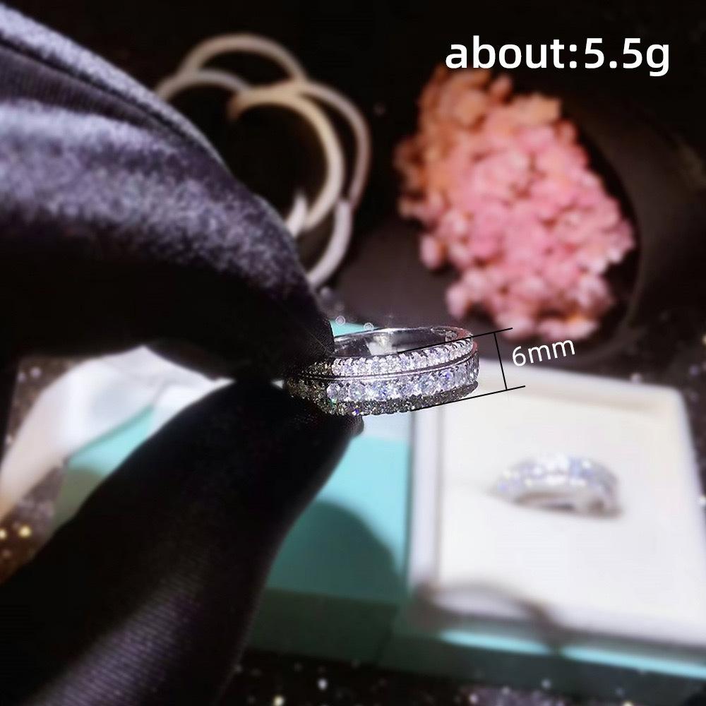 Sterling Silver Ring Inlaid Crystal Zirconium Round Ring Stone Men And Women Luxury Simple  Gift Jewelry