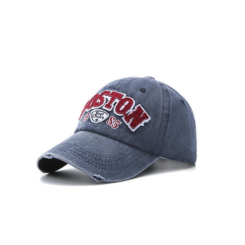 Baseball Cap Vintage Style-style Sun Hat Washed Denim Spring Autumn Baseball Cap BOSTON Embroidery Cap Hip Hop Fitted Cap