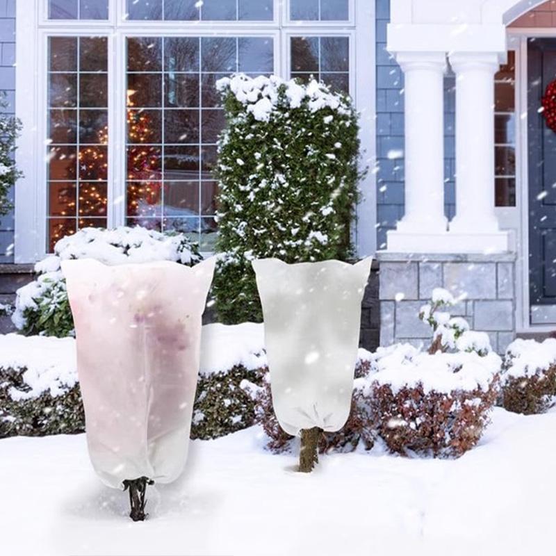 Plant Cover Winter Tree Antifreeze Frost Cover Garden Yard Plant Cold Proof Non-woven Fabric Drawstring Zipper Bag Multiple-Size