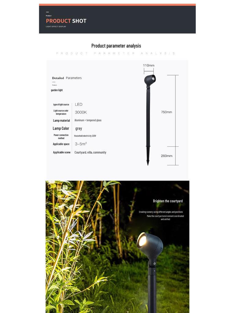 Waterproof LED Outdoor Tree Spotlights for Garden, Courtyard, and Villa with Lawn Ground Spike Installation.