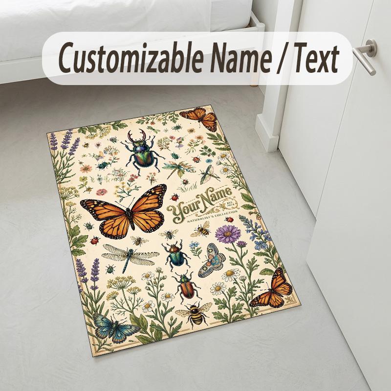 Native Art Theme Soft Crystal Velvet Rug Custom Name & Text Print Non Slip Floor Rug for Bedroom Living Room